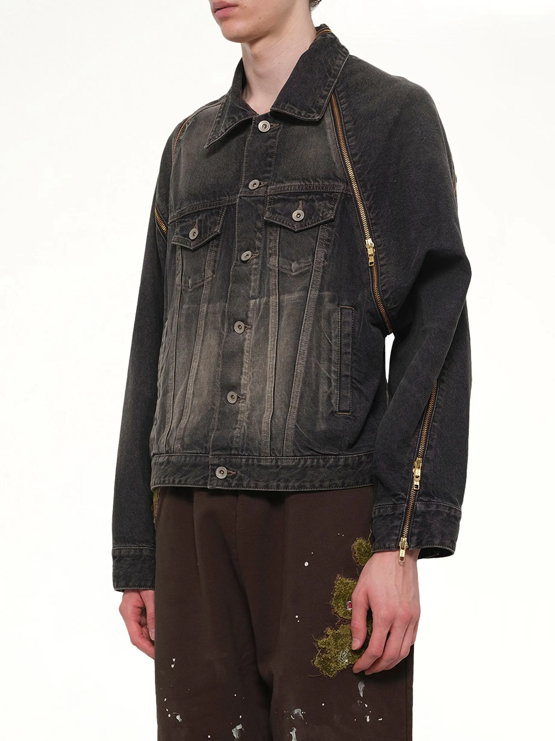 Filleted Zip Denim Jacket in Black sold by MARAIS product image thumbnail 3