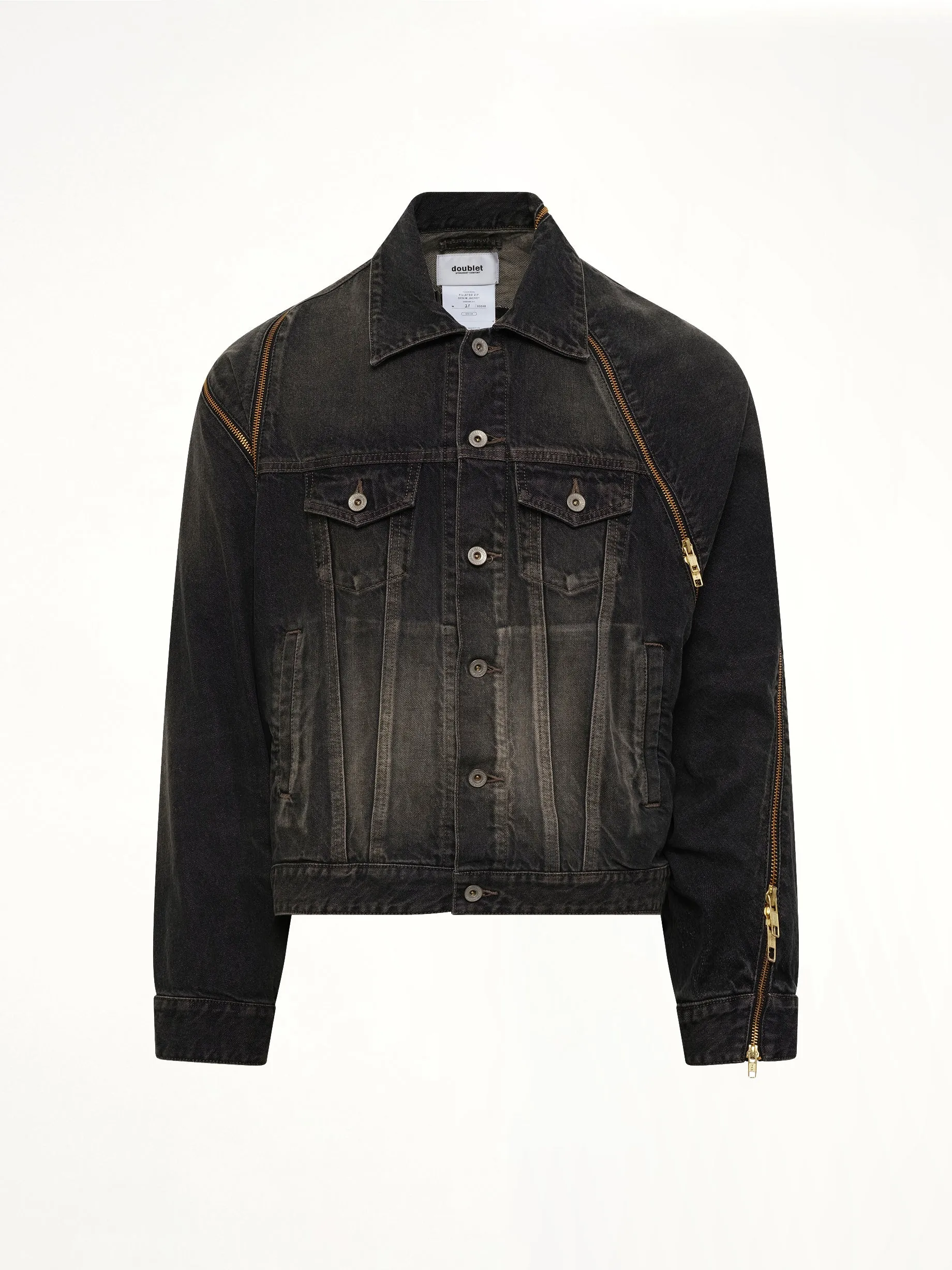 Filleted Zip Denim Jacket in Black sold by MARAIS product image thumbnail 2