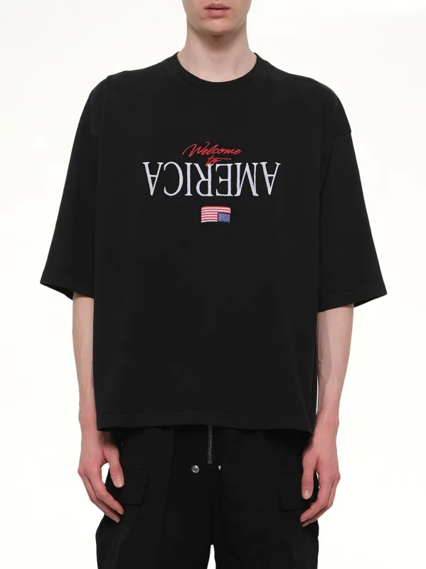 Welcome To America Buffalo T-Shirt in Black made by Willy Chavarria