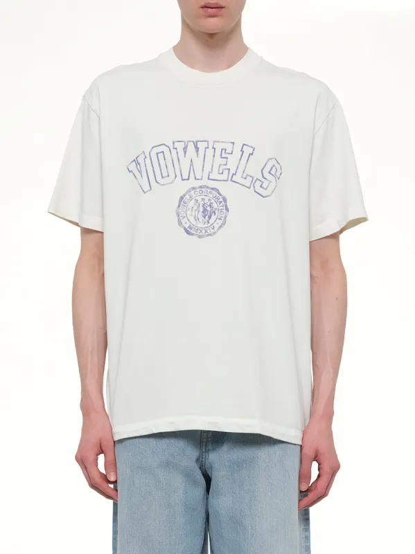 Faded Collegiate T-Shirt in White made by Vowels