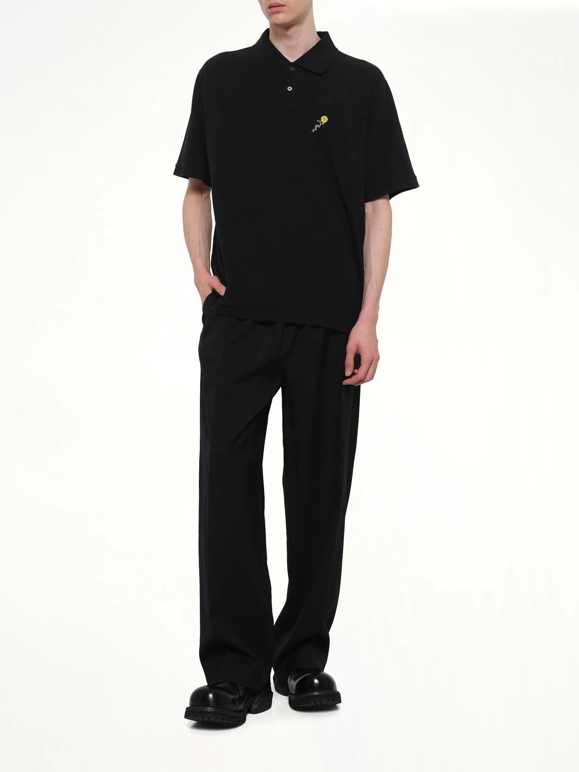 S/S Pique Polo in Black sold by MARAIS product image thumbnail 4