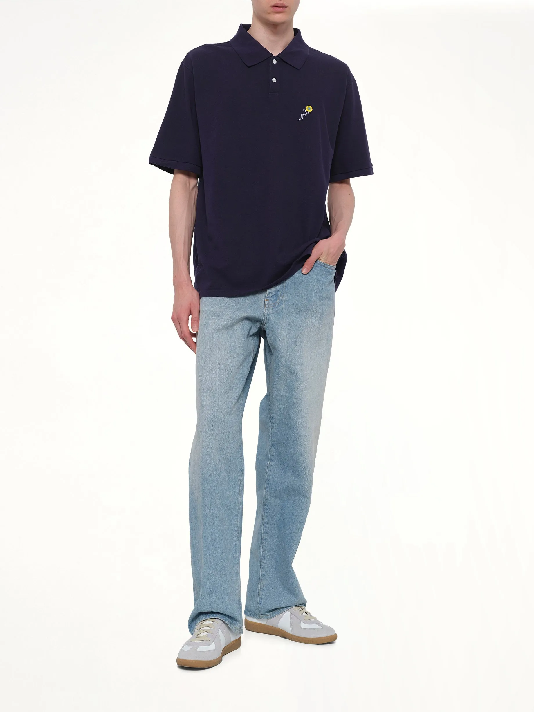 S/S Pique Polo in Navy sold by MARAIS product image thumbnail 4