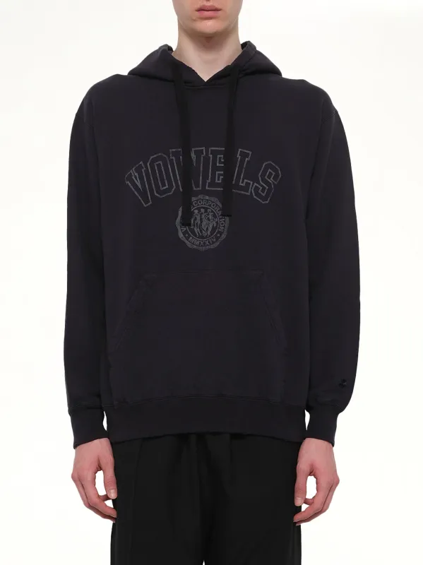 Faded Collegiate Hoodie in Black made by Vowels