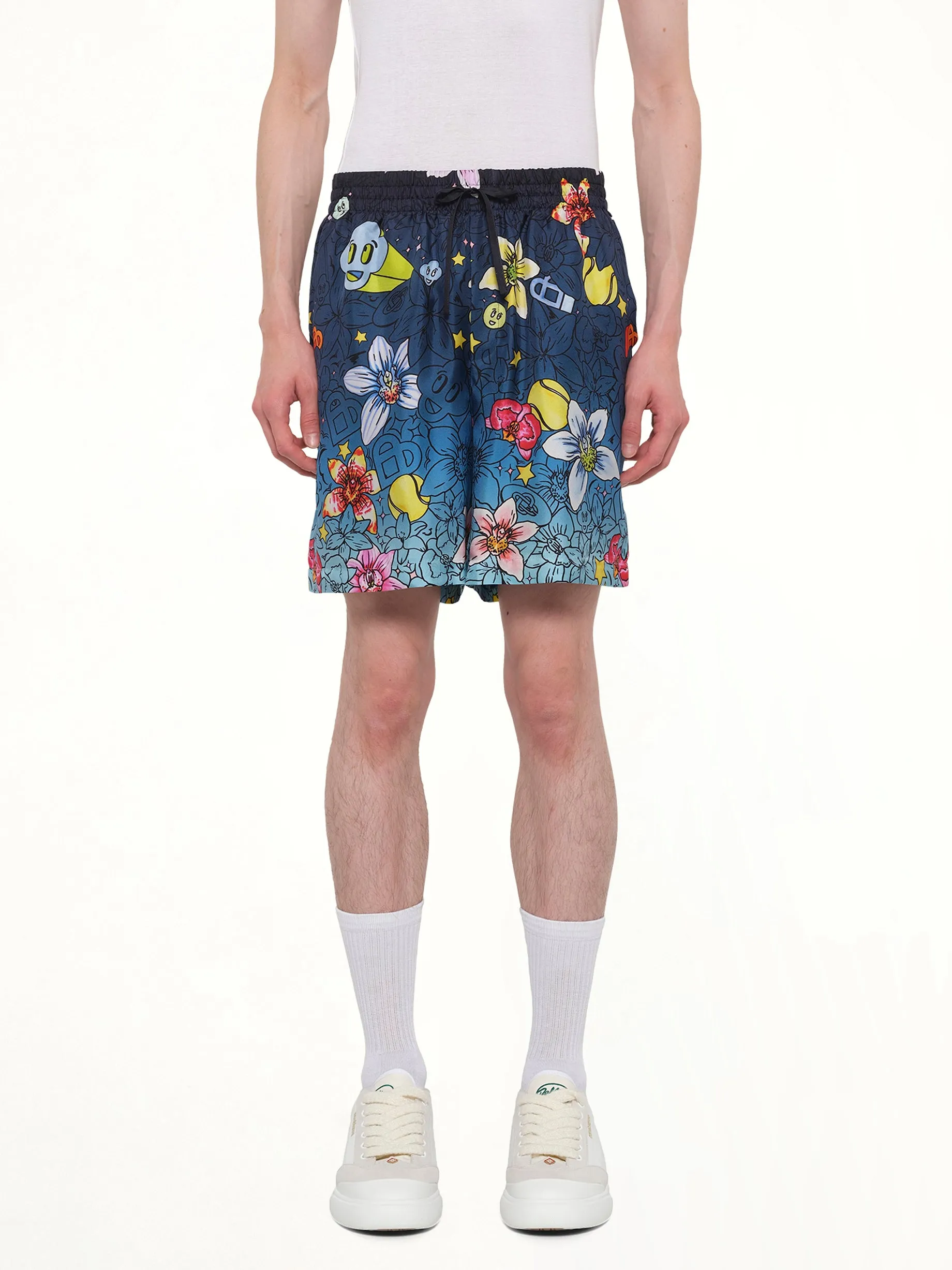 Collage D’Icones Silk Shorts in Multicolour sold by MARAIS