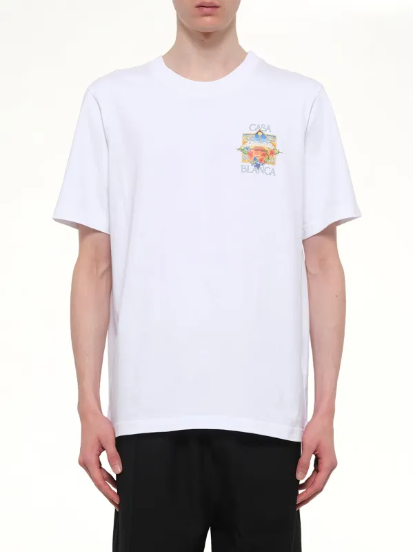 Tennis Landscape 2 Classic T-Shirt in White made by Casablanca