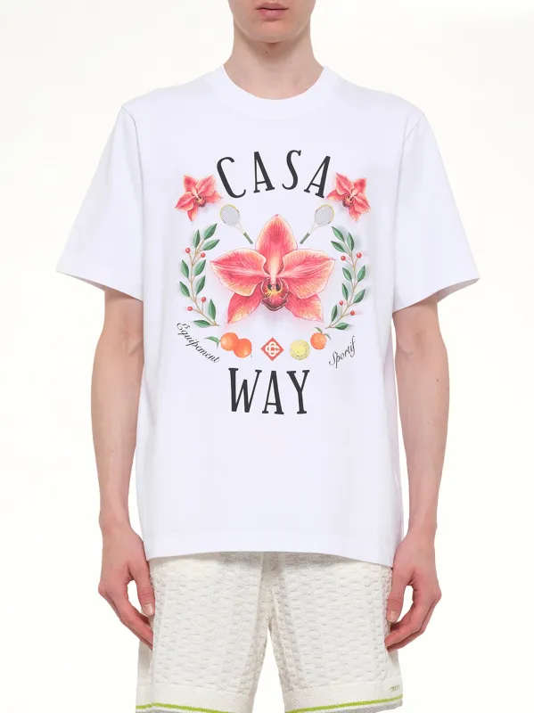Casa Way Orchid Classic T-Shirt in White made by Casablanca