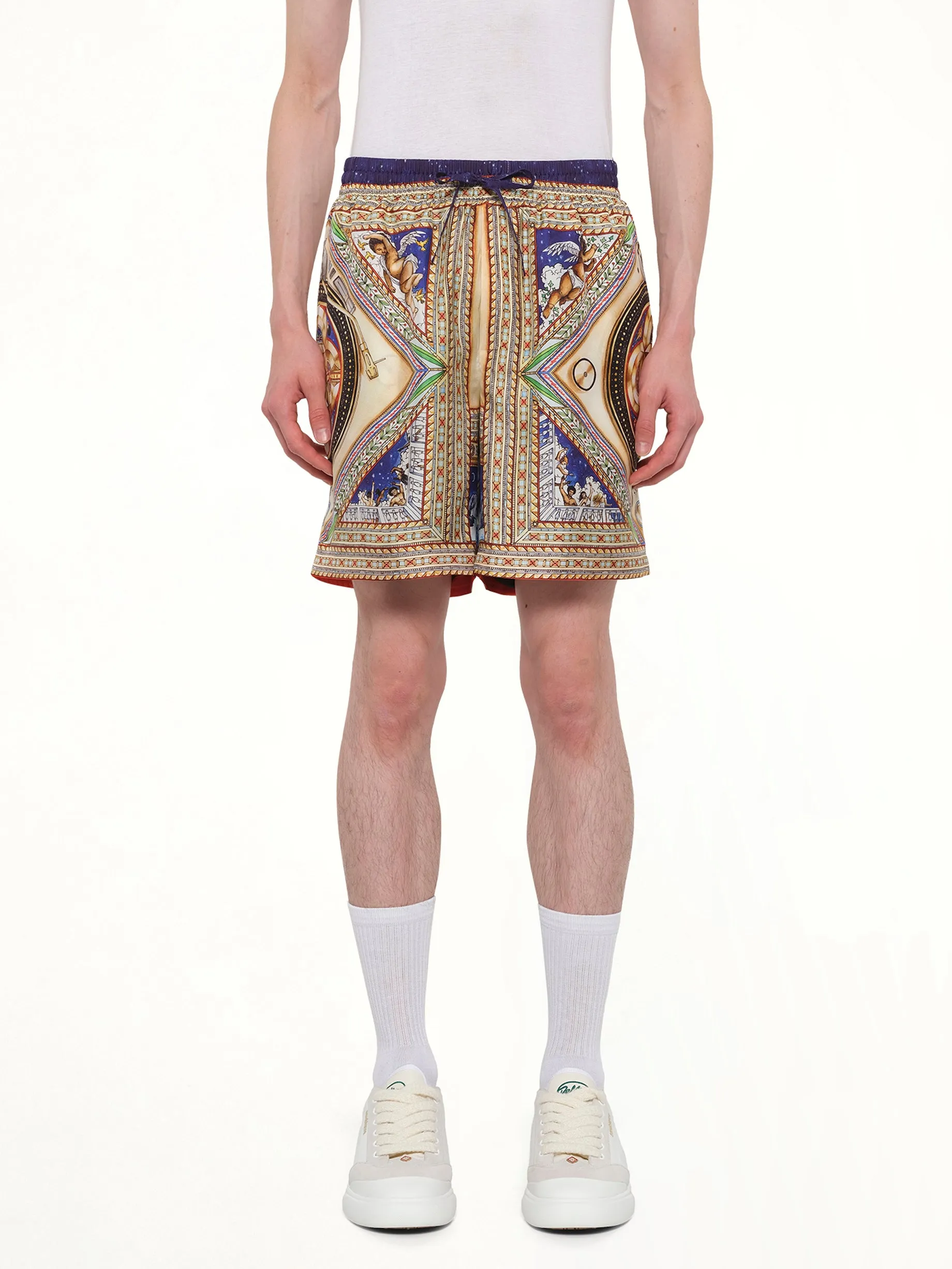 Plafond Orne De Musique Silk Shorts in Multicolour sold by MARAIS