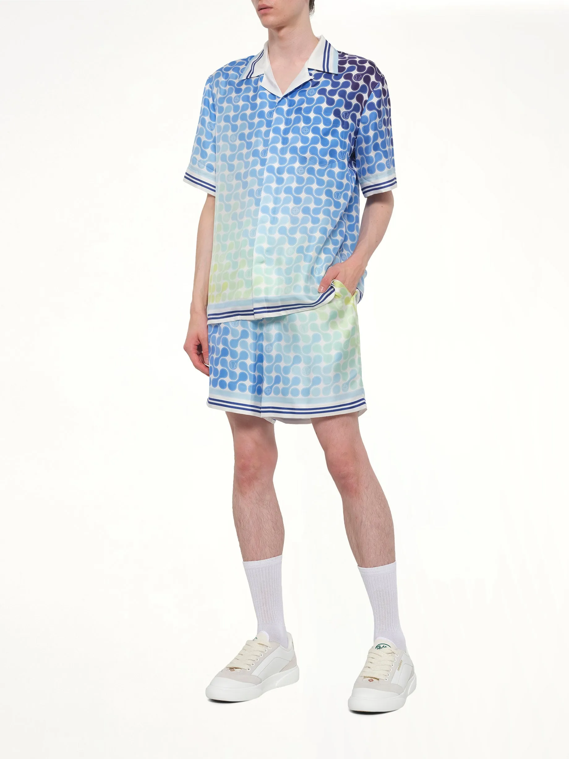 Tennis Tile Silk Shorts in Multicolour sold by MARAIS product image thumbnail 4
