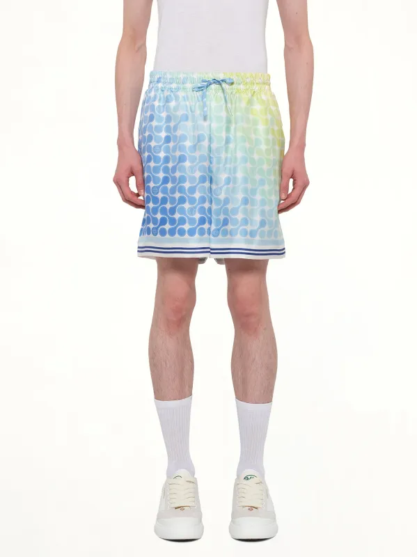 Tennis Tile Silk Shorts in Multicolour sold by MARAIS