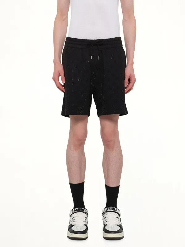 Crystal Monogram Sweatshort in Black sold by MARAIS