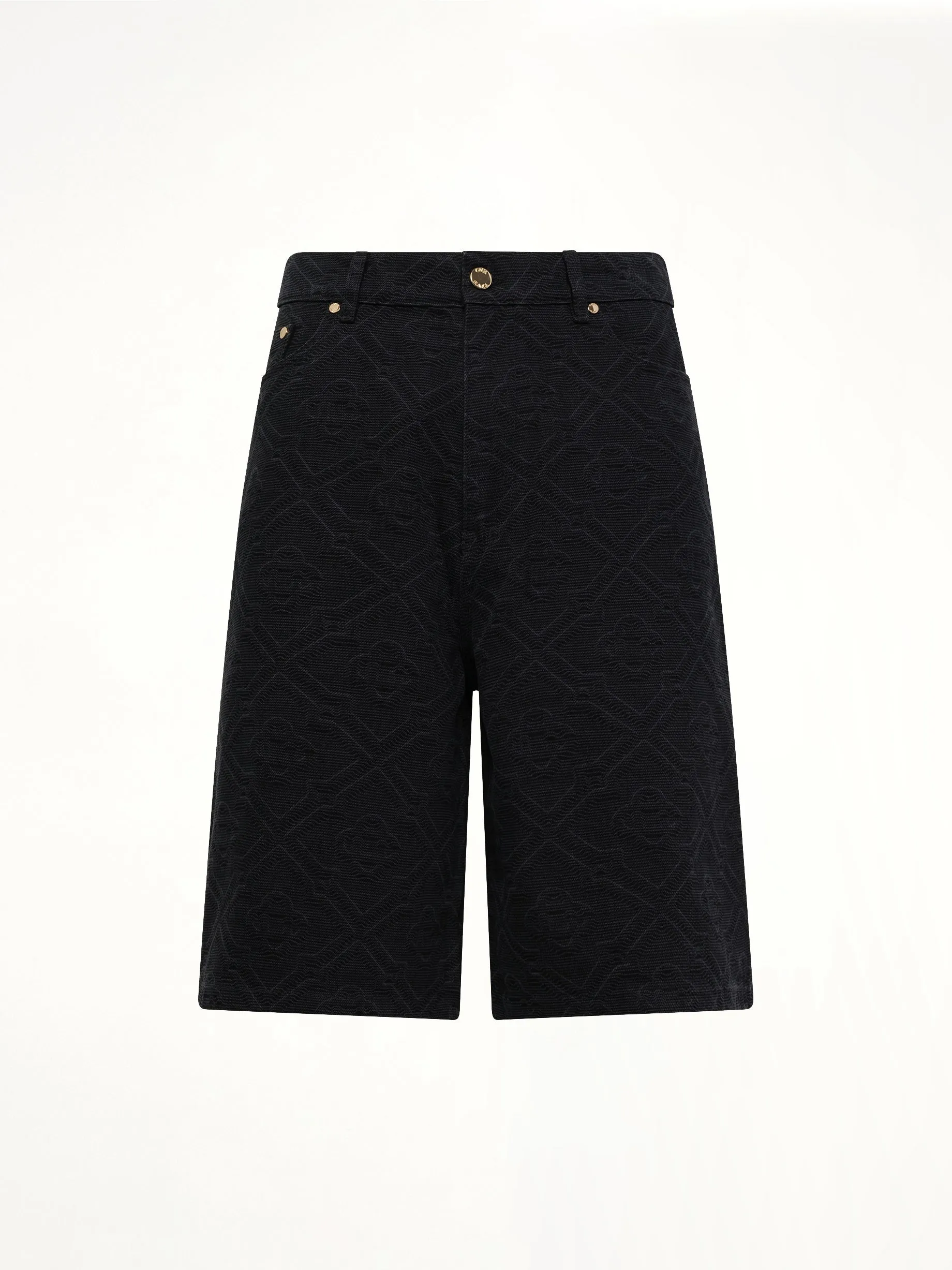 Laser Monogram Denim Shorts in Black sold by MARAIS product image thumbnail 2