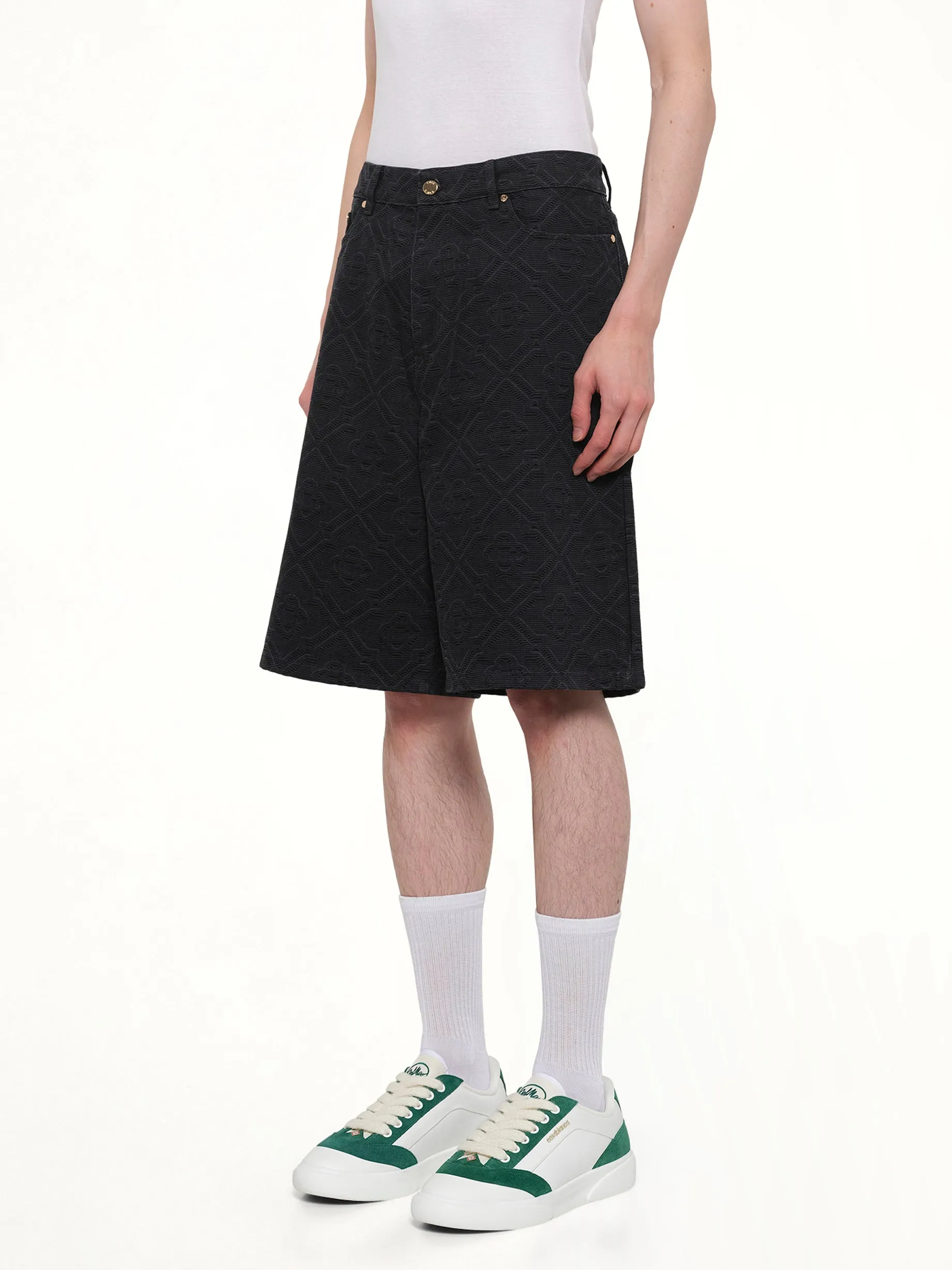 Laser Monogram Denim Shorts in Black sold by MARAIS product image thumbnail 3