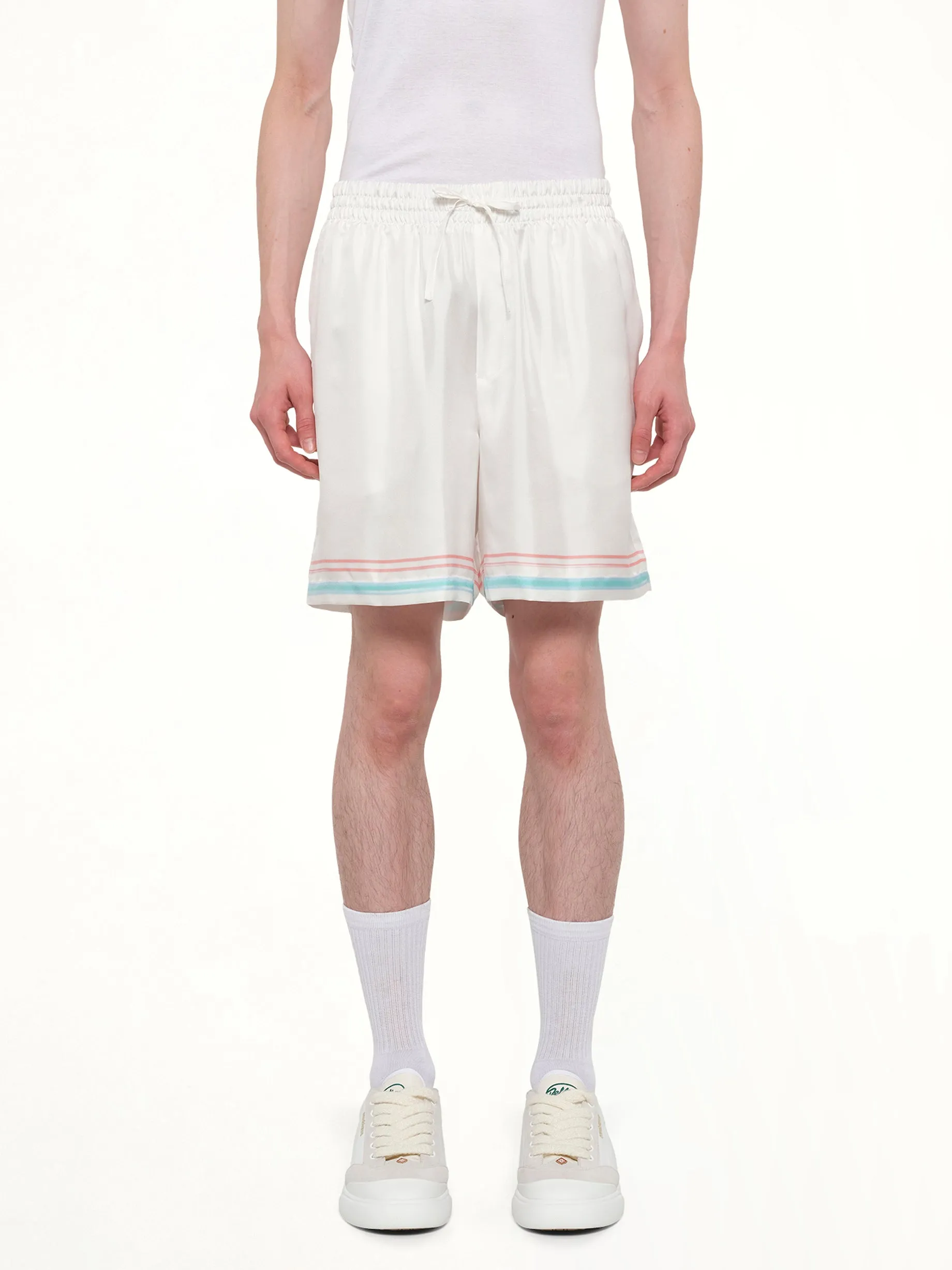 Dance Joy Silk Shorts in White sold by MARAIS