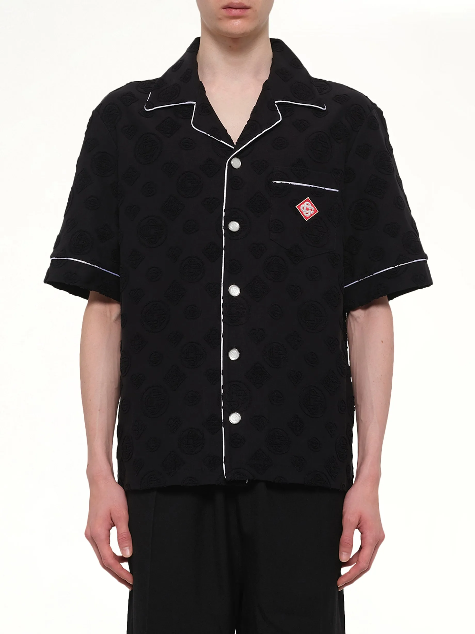 Towelling Monogram Shirt in Black sold by MARAIS