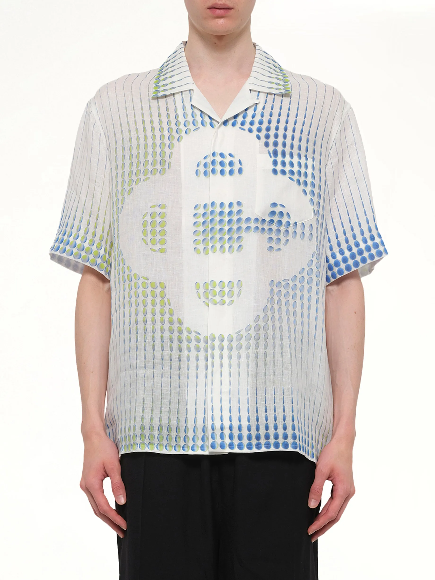 Pills Cuban Collar SS Shirt in White sold by MARAIS