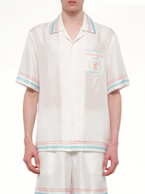 Dance Joy Cuban Collar SS Shirt in White made by Casablanca