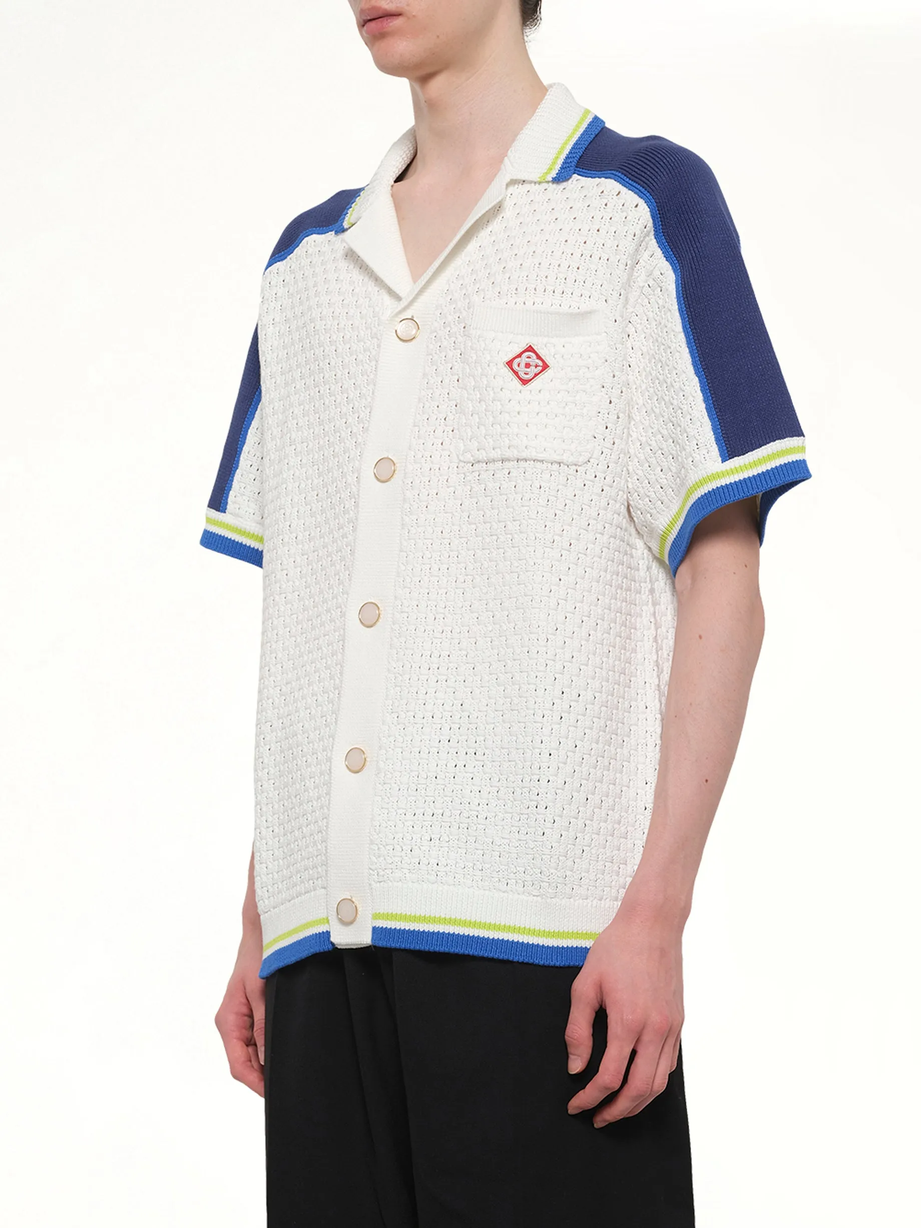 Crochet Shirt in Navy/White sold by MARAIS product image thumbnail 3