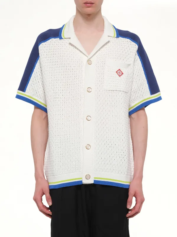 Crochet Shirt in Navy/White made by Casablanca