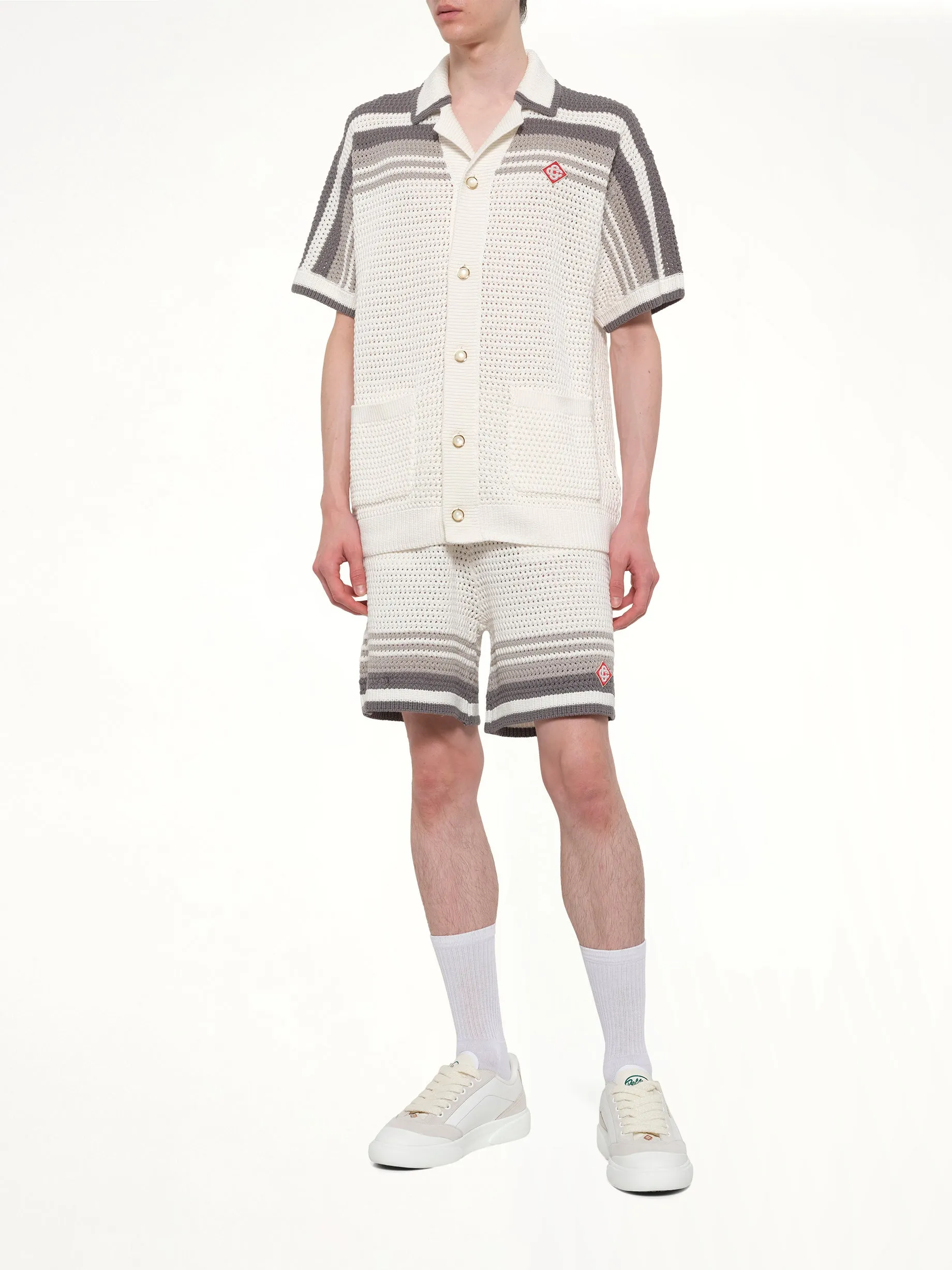 Crochet Shirt in White/Grey sold by MARAIS product image thumbnail 4