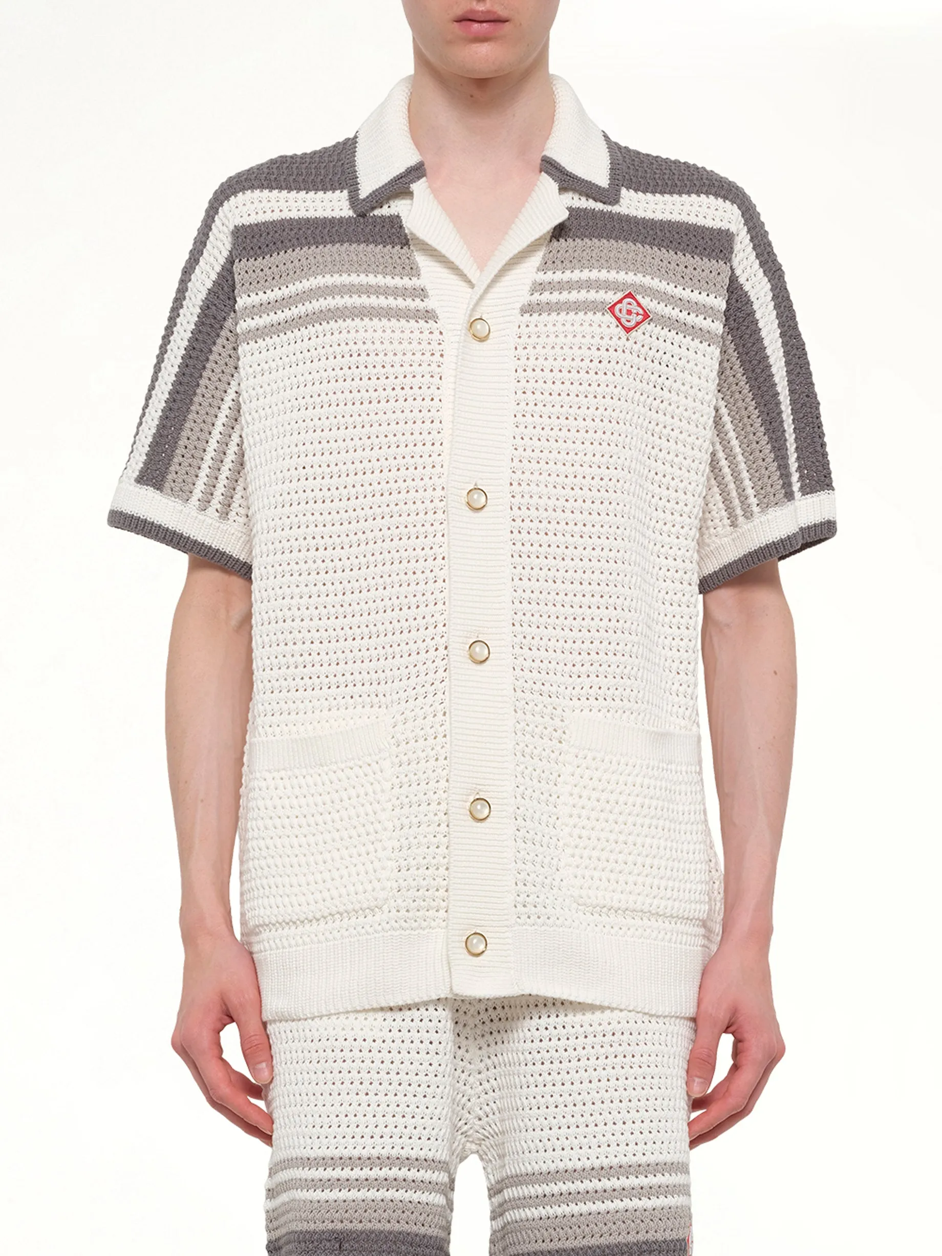 Crochet Shirt in White/Grey sold by MARAIS