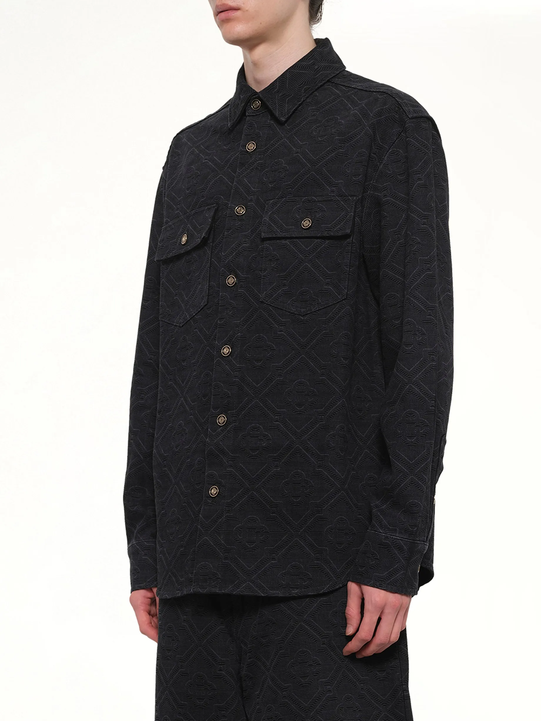 Laser Monogram Denim Shirt in Black sold by MARAIS product image thumbnail 3