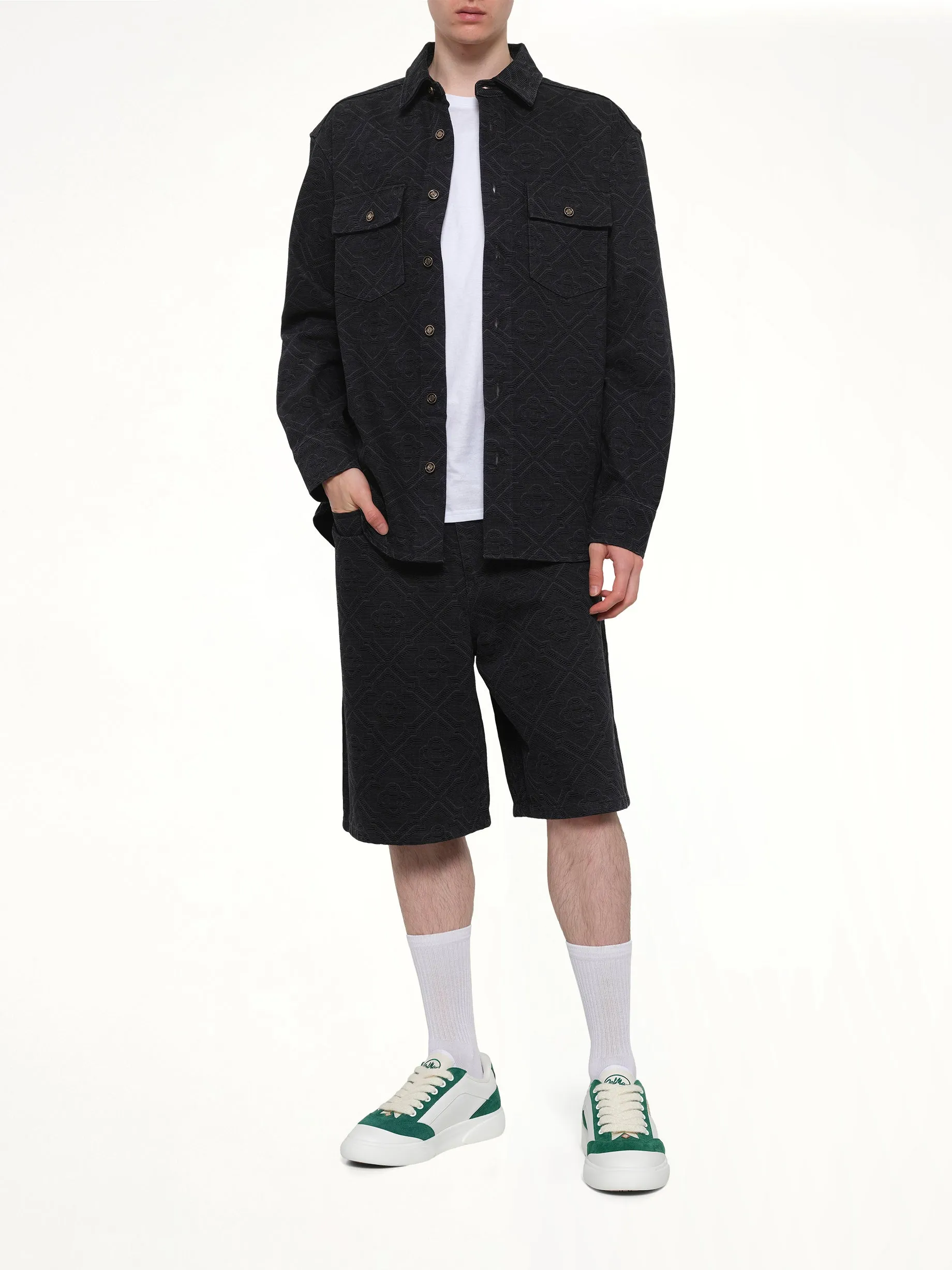 Laser Monogram Denim Shirt in Black sold by MARAIS product image thumbnail 4