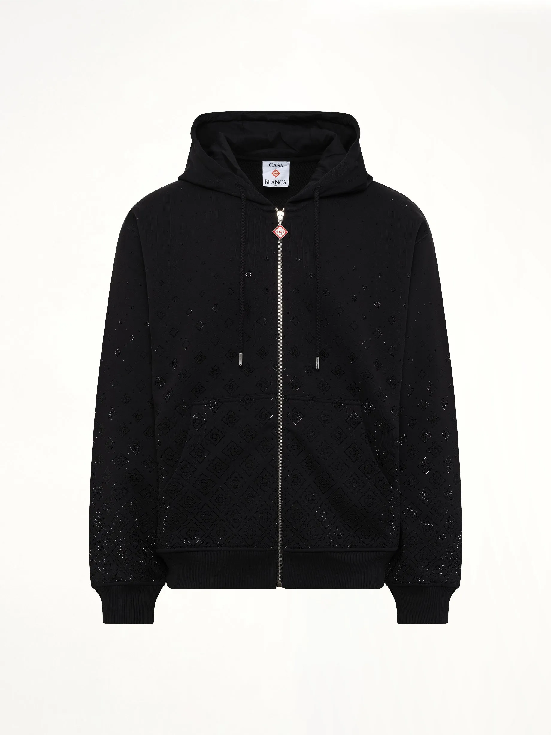 Crystal Monogram Zip-Up Hoodie in Black sold by MARAIS product image thumbnail 2