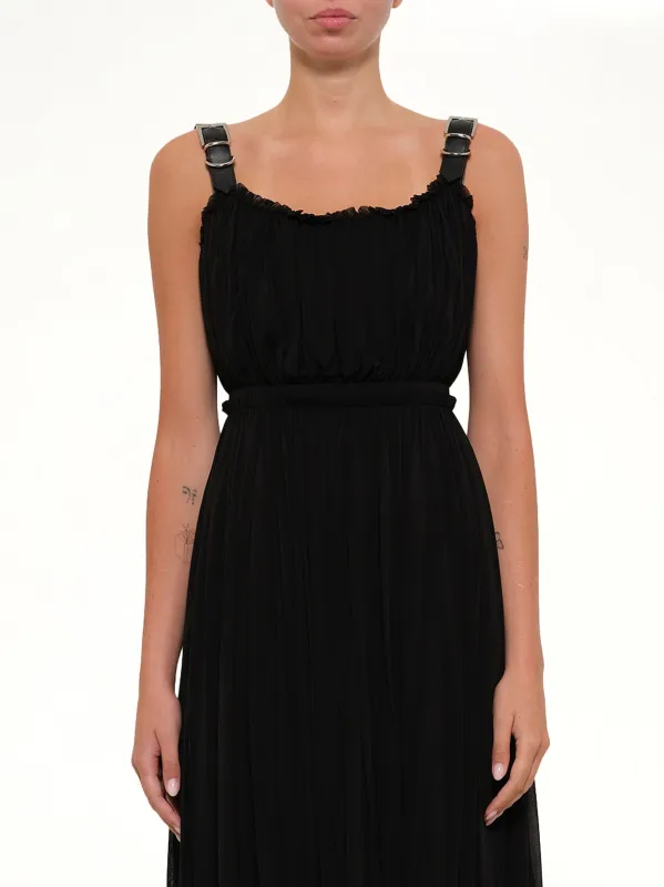Amq - Abito Jersey Mini Dress in Black made by Alexander McQueen