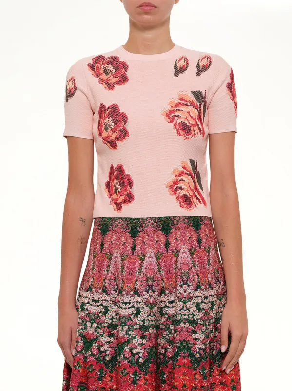 Tapesty Rose Jacquard Top in Multi made by Alexander McQueen
