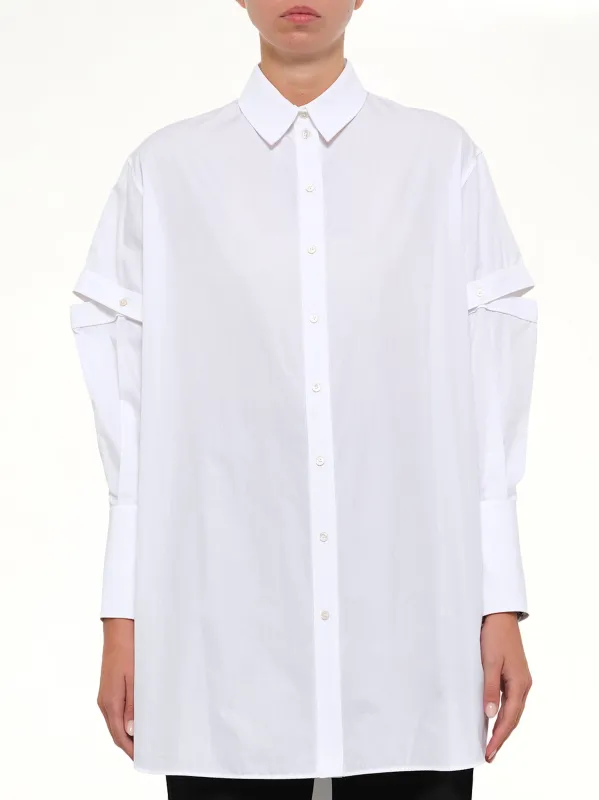 Amq - Slash Sleeve Shirt in White made by Alexander McQueen
