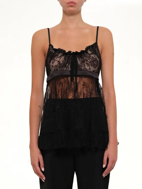Lace Tie Camisole in Black made by Alexander McQueen