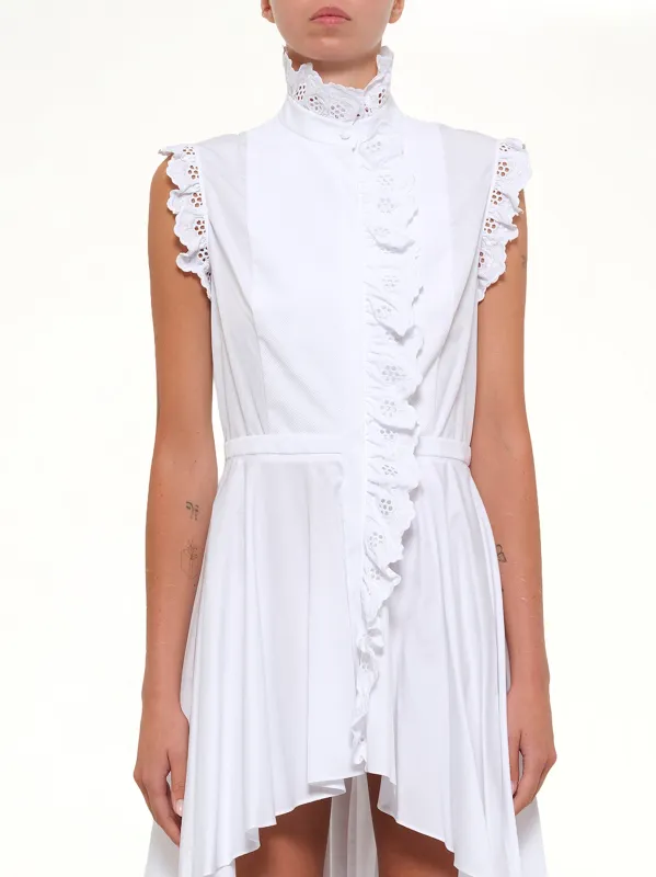 Sleeveless Ruffle Shirt in White made by Alexander McQueen