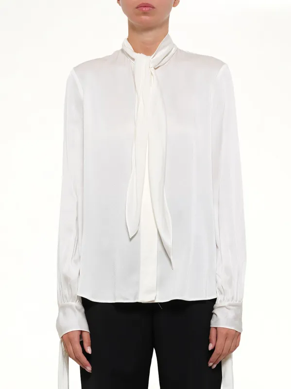Fluid Satin Shirt in White made by Alexander McQueen