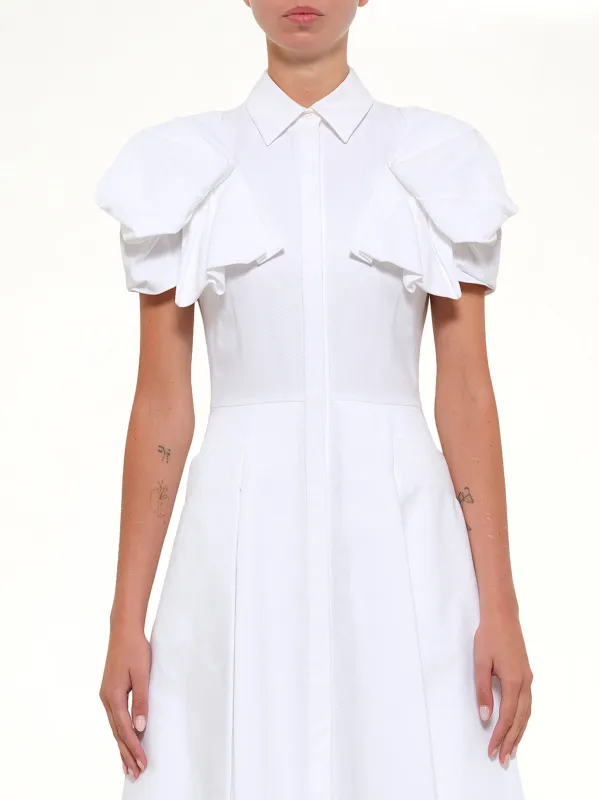 Short Sleeve Short Dress in White made by Alexander McQueen