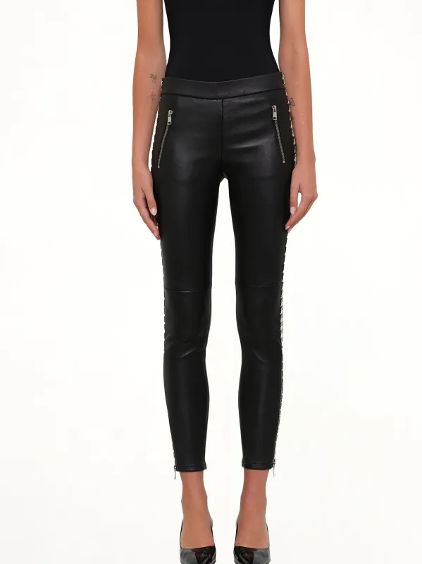 Leather Leggings in Black made by Alexander McQueen