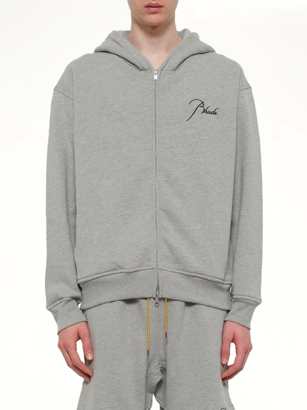 Classique Zip Up Hoodie in Heather Grey/Black made by Rhude