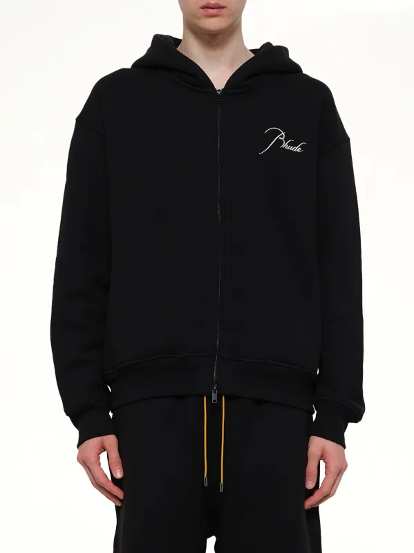 Classique Zip Up Hoodie in Black/White made by Rhude