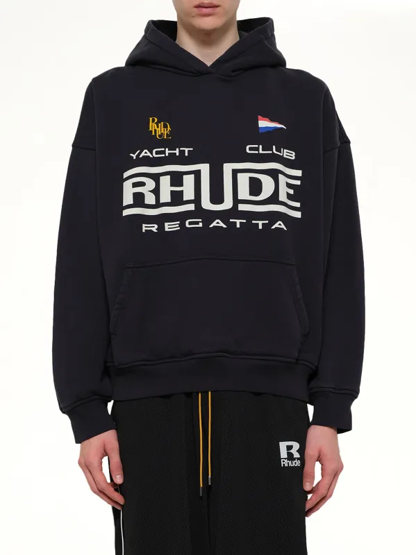 Rhude Regatta Club Hoodie in Vintage Black/White made by Rhude