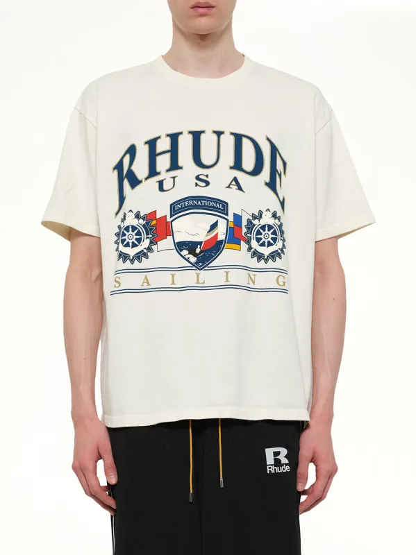 USA Sailing Icon T-Shirt in Vintage White made by Rhude