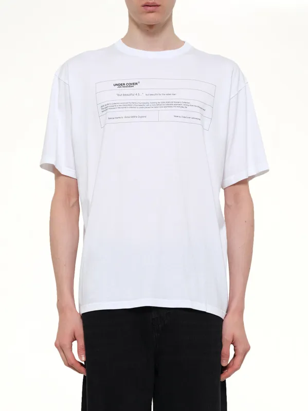 "But Beautiful" T-Shirt in White made by Undercover
