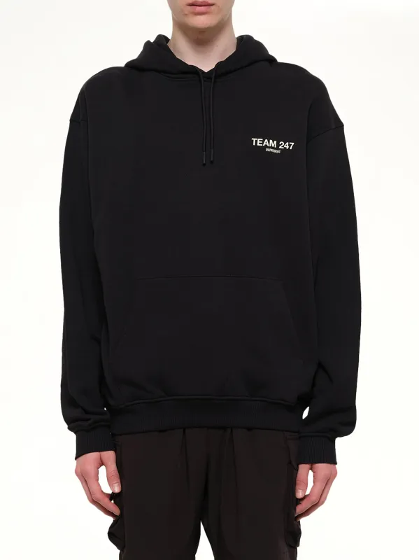 Team 247 Oversized Hoodie in Jet Black made by Represent