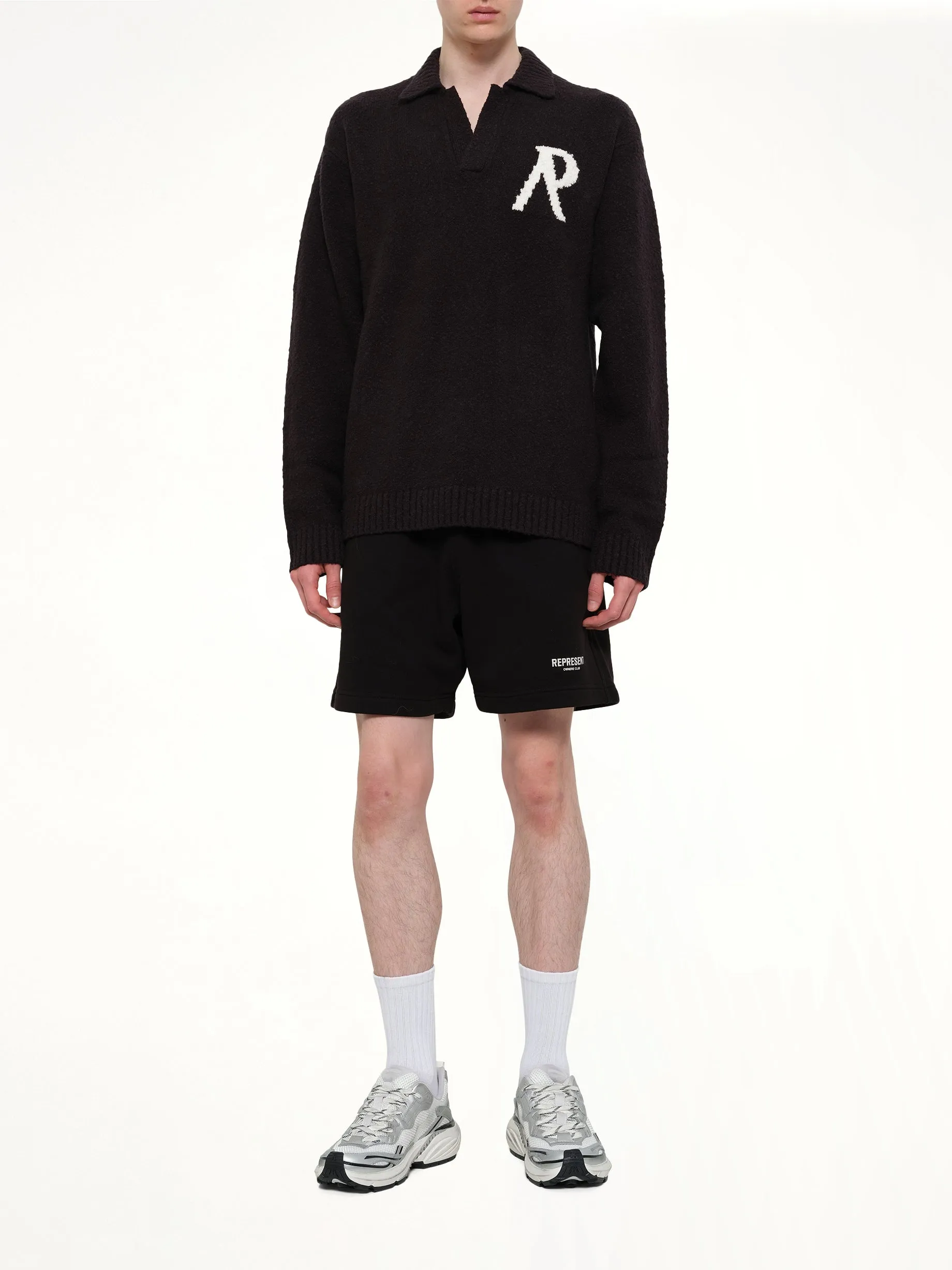 Knitted Boucle Polo in Jet Black sold by MARAIS product image thumbnail 4