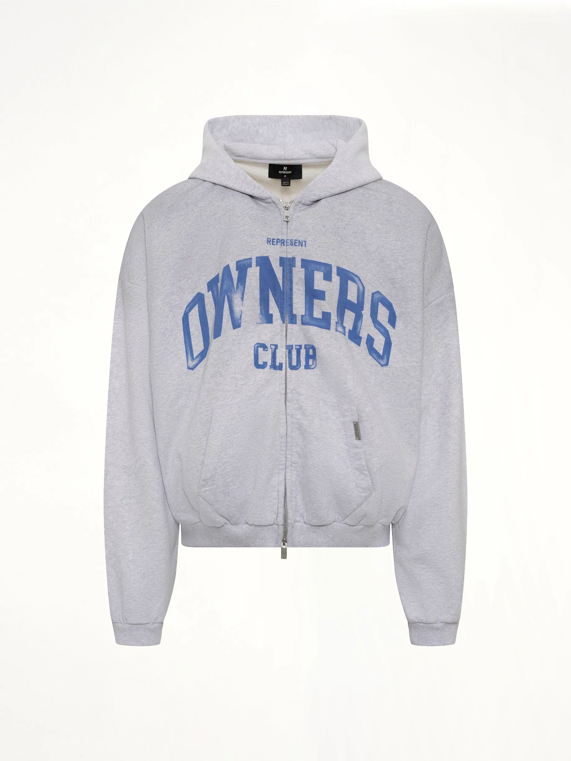 Represent Owners Club Zip Through Hoodie in Sprayed Ice Grey Marl sold by MARAIS product image thumbnail 2
