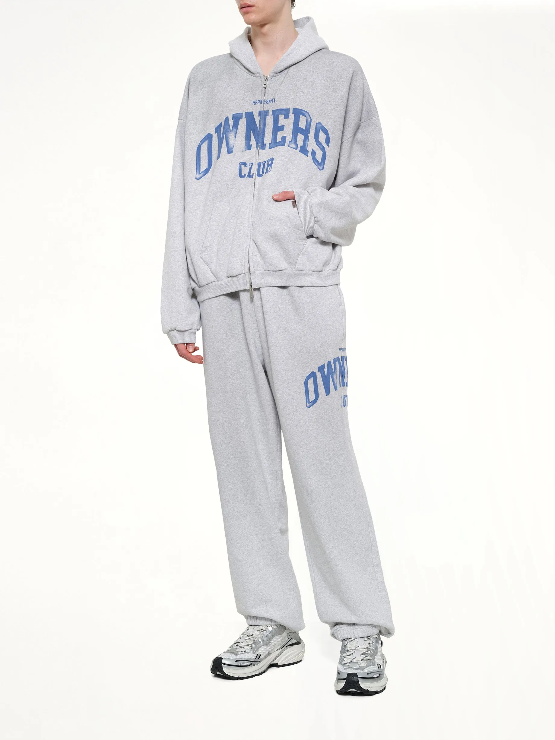 Represent Owners Club Zip Through Hoodie in Sprayed Ice Grey Marl sold by MARAIS product image thumbnail 4