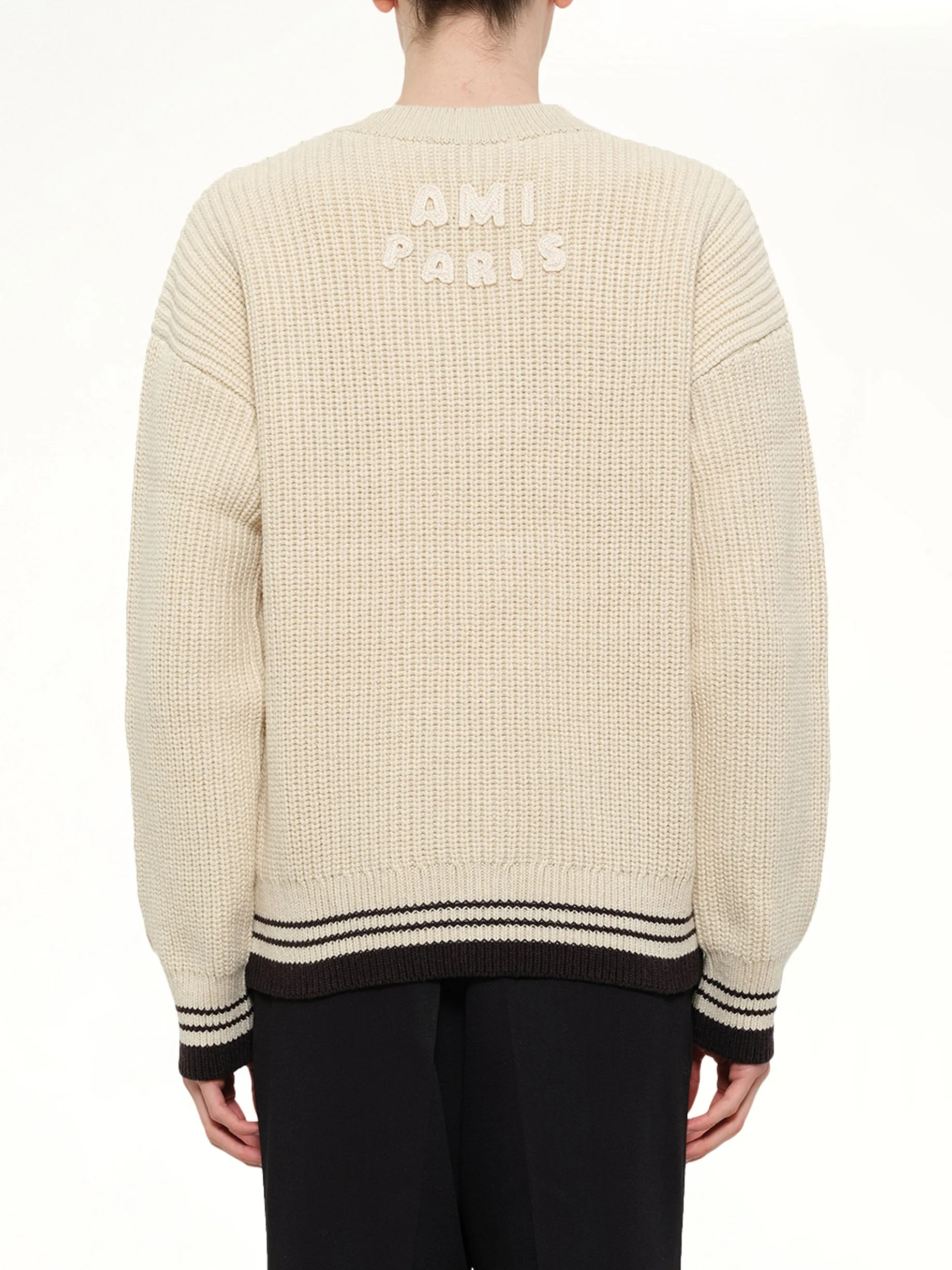 Ami De Coeur V Neck College Sweater in Off White sold by MARAIS product image thumbnail 5