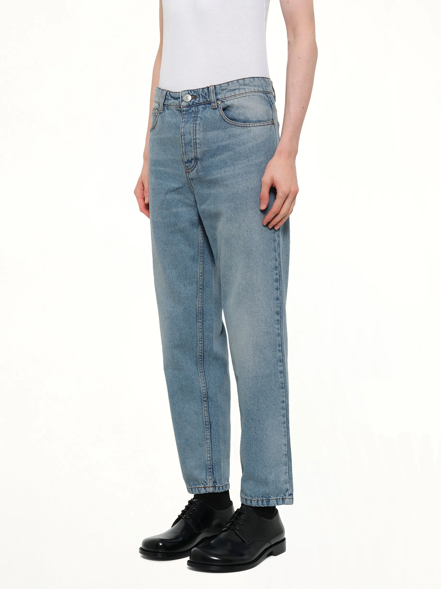 Tapered Fit Jeans in Blue sold by MARAIS product image thumbnail 3