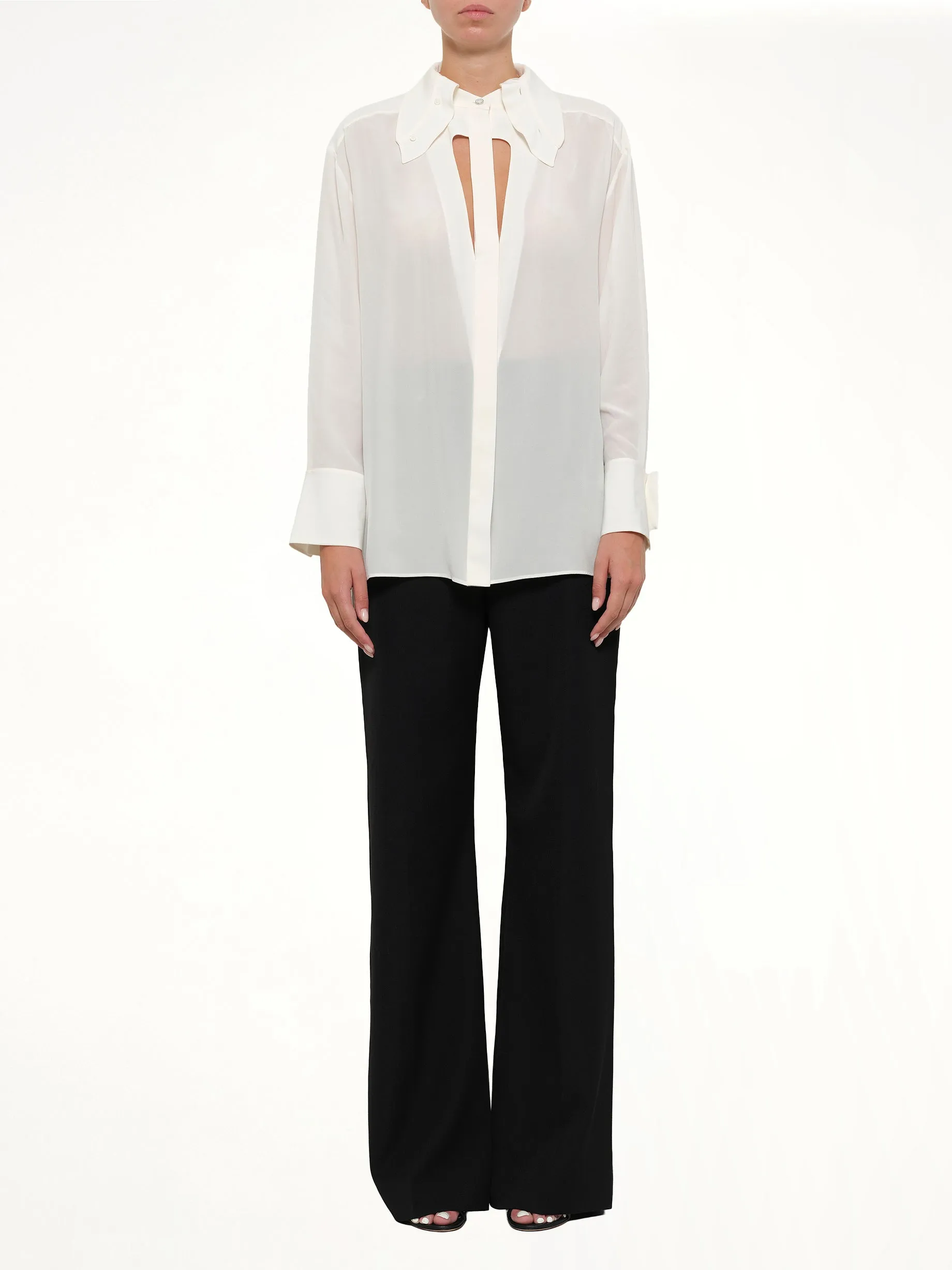 Cut Out Tailoring Shirt in White sold by MARAIS product image thumbnail 2