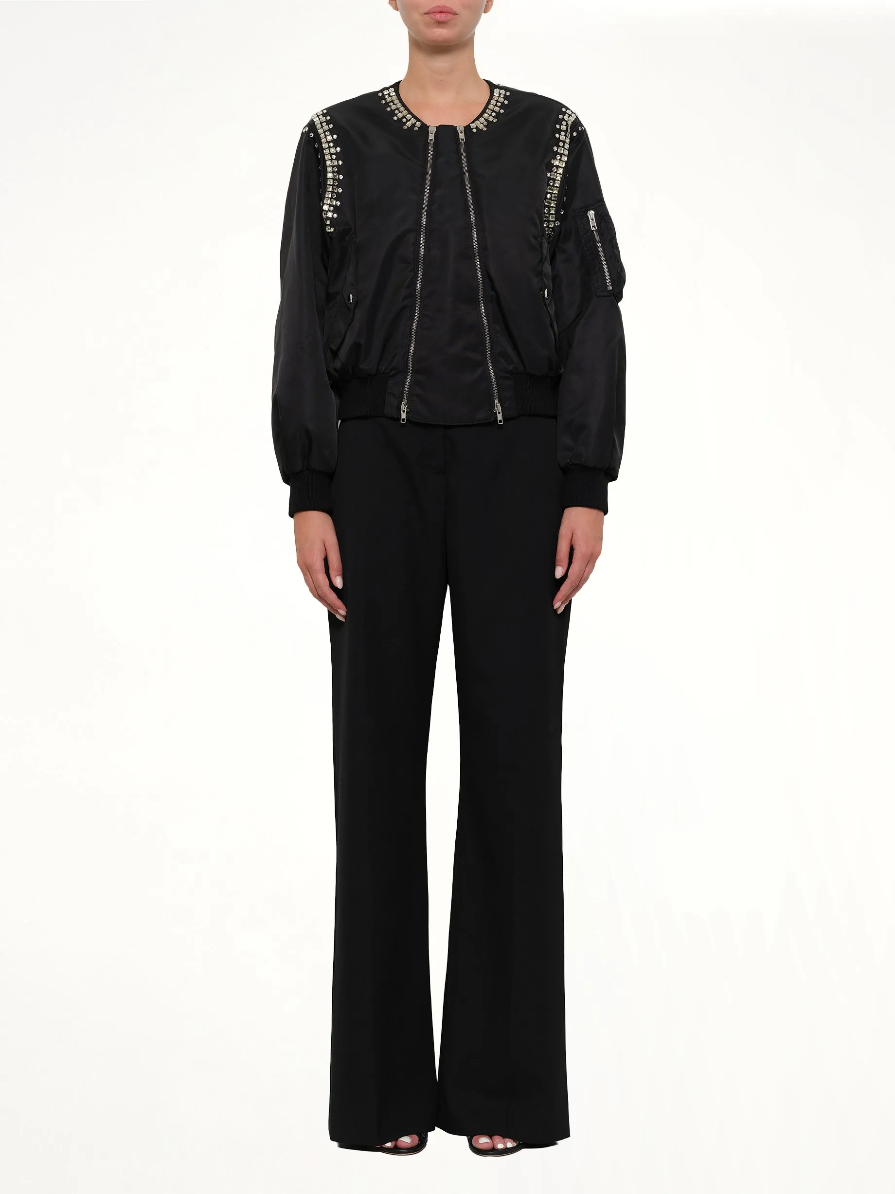 Rhinestone Embroidered Bomber Jacket in Black sold by MARAIS product image thumbnail 2