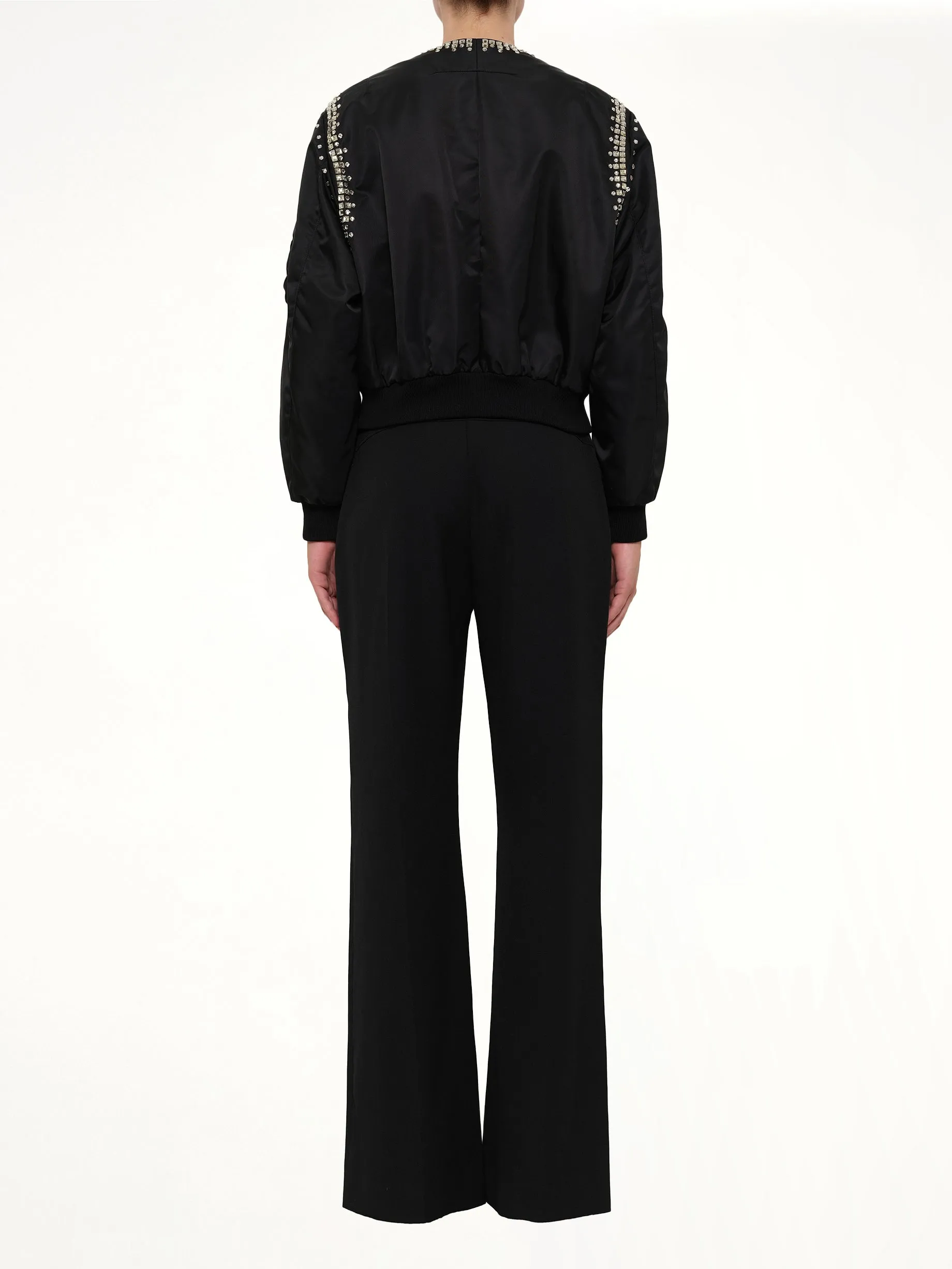 Rhinestone Embroidered Bomber Jacket in Black sold by MARAIS product image thumbnail 4