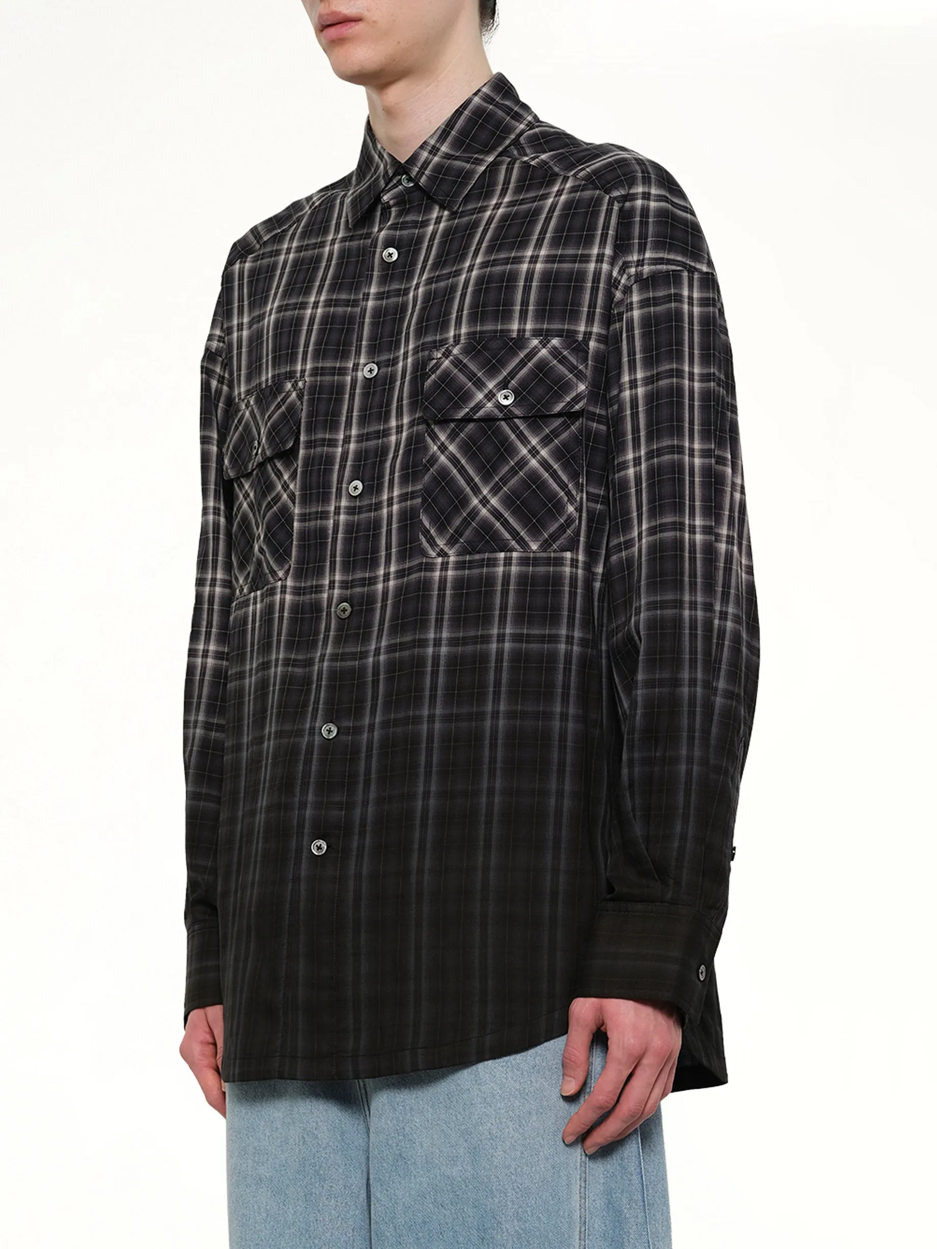 Check Workwear Shirt in Black sold by MARAIS product image thumbnail 3